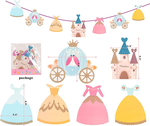 Princess Birthday Decoration | Princess Birthday Banner | Pink Happy Birthday Banner | Pink and Gold Birthday Party Decorations | Princess & Flower shape birthday party banner | Princess Home & Cab s