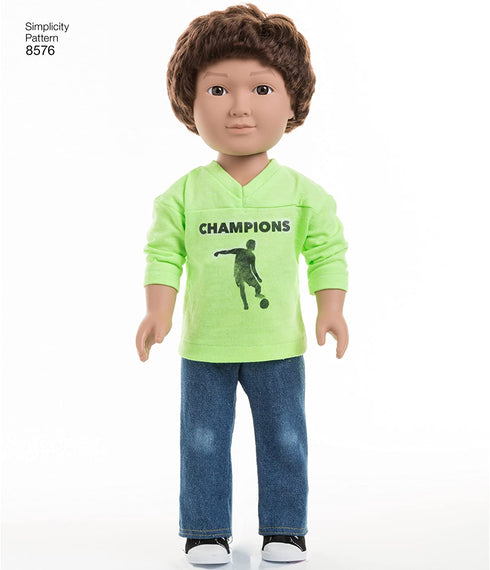 Simplicity US8576OS 18" Sport and Pajamas Unisex Doll Clothes Sewing Patterns, One Size (One Size)