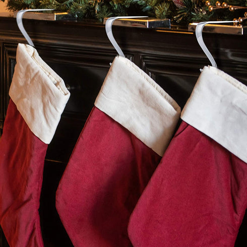 URATOT 6 Pieces Silver Christmas Stocking Holder Metal Mantel Stockings Hangers Christmas Stocking Clips for Christmas Party Decoration