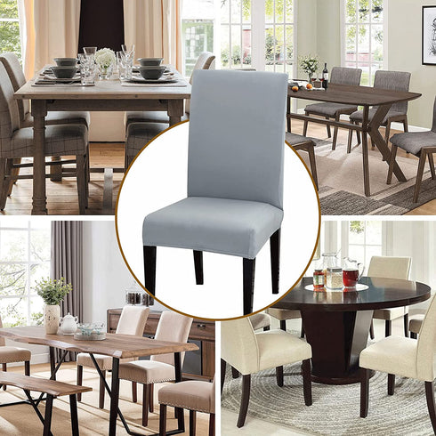 TMEOG 4/6Pcs Chair Cover Stretch Removable Washable Armless Dining Room Chair Protector Cover Seat Slipcovers Solid Color/Printed for Hotel,Ceremony,Banquet,Kitchen,Restaurant,Home