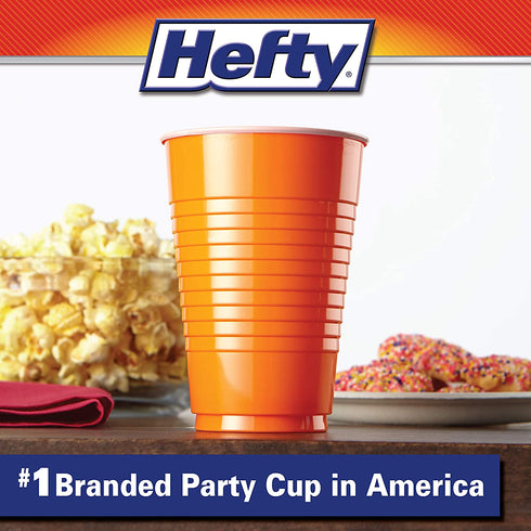 Hefty Party On Disposable Plastic Cups, Assorted, 16 Ounce, 80 Count