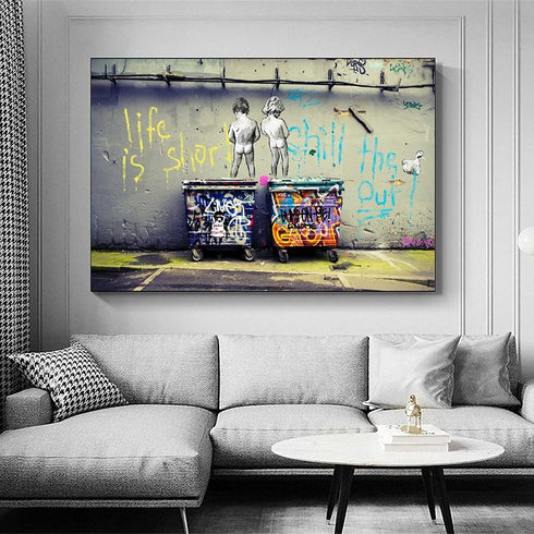 FINDEMO Banksy Street Graffiti Canvas Art Poster and Wall Art Picture Print Modern Family Bedroom Decor Posters 16x24inch(40x60cm)