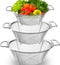 Dicunoy Set of 3 Strainers and Colanders, Stainless Steel Mesh Strainer Basket with Handle, Stackable Mesh Footed Colander for Rinse Food, Fruit, Vegetable, Strain, Drain (2.5/3/5 Quart)
