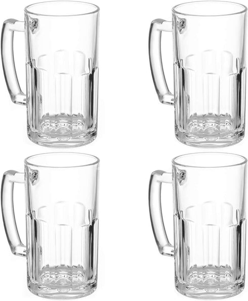 COKTIK 4 Pack Heavy Large Beer Glasses with Handle - 20 Ounce Glass Steins, Classic Beer Mug glasses Set