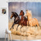 Homewelle Horse Shower Curtain 60Wx72L Inch Southwest Retro Cowboy Farm Galloping Herd Wilderness Running Sand Masculine Pasture Stallion Desert 12 Pack Shower Hooks Polyester Fabric Bathroom Bathtub