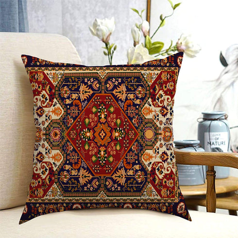KENT HILL Persian Tribal Floral Throw Pillow Covers Set of 2 Decorative Outdoor Burnt Orange Turkish Cotton 18 X 18 Inches Square for Living Room Bed Sofa Chair Couch