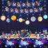 XJLANTTE Outer Space Party Supplies - Solar System Galaxy Planet Theme Happy Birthday Banner, Plates, Napkins, Cup, Straws, Knives, Fork, Spoon and Tablecloth for Boys Decorations, Serves 20 Guests