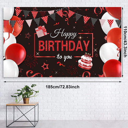 Red and Black Birthday Party Decorations 50 Pieces Red Black Balloons Garland Kit Happy Birthday Backdrop Banner Sign Decorations for Kids Men Women Anniversary Birthday Party Supplies Decor