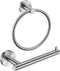 Brushed Nickel Toilet Paper Holder, Towel Ring Set 2 Pieces Hand Towel Holder for Bathroom Hardware Accessories Set SUS304 Stainless Steel Sturdy Wall Mount Bathroom Holder