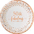 Crisky 50 Fabulous Disposable Plates for Women 50th Birthday Decorations Rose Gold Dessert, Buffet, Cake, Lunch, Dinner Disposable Plates 50th Birthday Party Table Supples, 50 Count, 9 inches