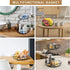 2 Tier Fruit Basket for Kitchen Countertop Detachable Metal Wire Fruits Vegetable Storage Bowl Tiered Stand Holder with Banana Hanger for Dining Table Organizer