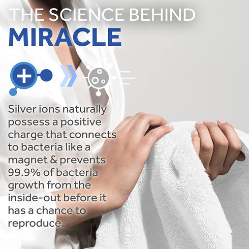Miracle Made Hand Towel, Premium Hand Towels for Bathroom Infused with Natural Silver,100% Supima Cotton Towels, Ultra Absorbant & Soft, Odor Free (White)