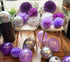 Birthday Party Decorations for Women Purple Silver Happy Birthday Banner Purple Silver Latex Balloons Polka Dot Paper Fans/Girl Purple Birthday Decorations for Women 30th/40th/50th/60th Purple Birthday Party Decorations