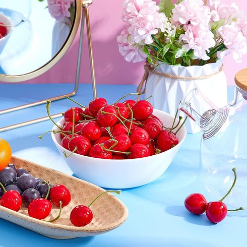Fake Cherries Artificial Cherry Decorations Simulation Cherries Fruit Cherries Fruit Cherry Fake Fruit Model for Party Decor Home Kitchen Cabinet Photography Prop Cognitive Toy (50 Pieces)