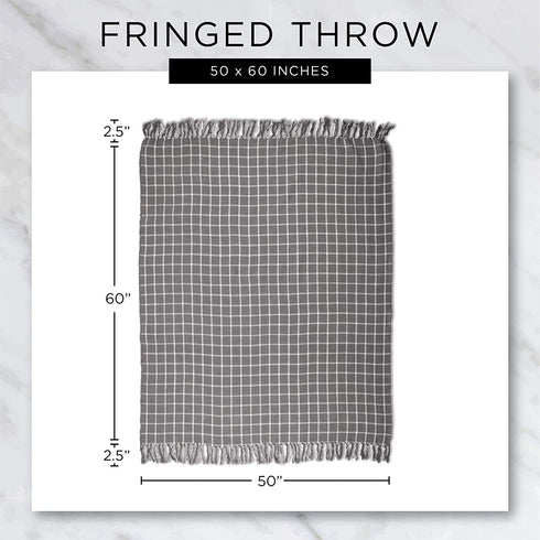 DII Rustic Farmhouse Cotton Diamond Blanket Throw with Fringe for Chair, Couch, Picnic, Camping, Beach, & Everyday Use, 50 x 60 - Double Diamond Stone