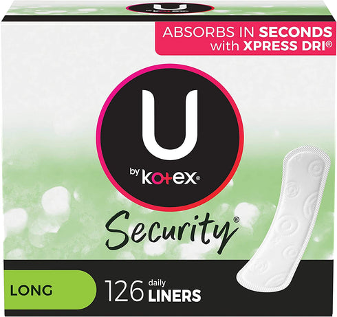 U by Kotex Security Lightdays Panty Liners, Light Absorbency, Long, Unscented, 126 Count