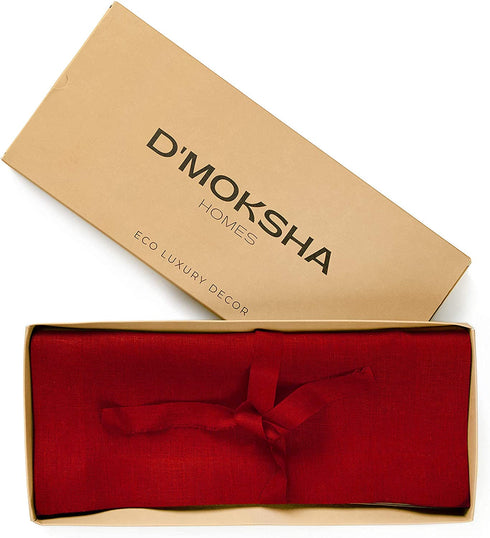 D'Moksha Homes Linen Placemats - 14 x 19 Inch Divine Red Placemats Set of 4 - Divine Red, Classic Hemmed Cloth Placemats, Machine Washable, Table Mats for Spring Summer Easter Mother's Day