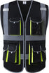 JKSafety 10 Pockets High Visibility Zipper Front Black Safety Vest with High Reflective Strips Meets ANSI/ISEA Standards (Medium, 88-Black)