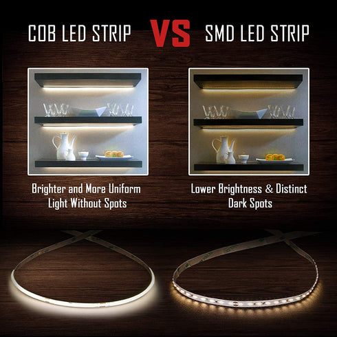 COB LED Strip Lights, 5m/16.4ft Flexible COB Led Light Strip, Daylight 4000K 5500Lm CRI 80+ LED Tape Light , DC24V led Rope Lights for Stage, Home, Cabinet, Kitchen, DIY Lighting