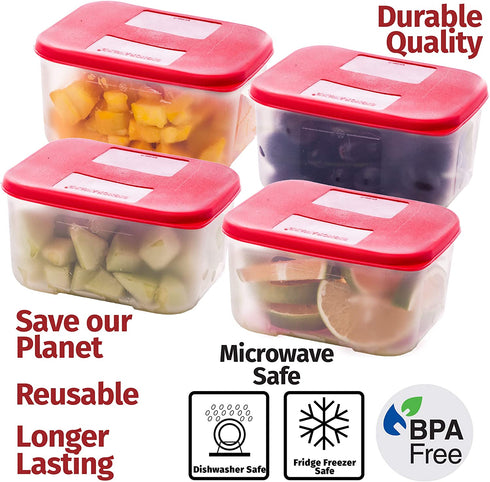 Quicker Defrost- Reusable Freezer Containers with Lids Set of 4-23.5 oz. for Soups, Leftovers, Meal Prep, Food Storage Airtight Food Storage Containers With Lids Plastic Freezer Containers Jars