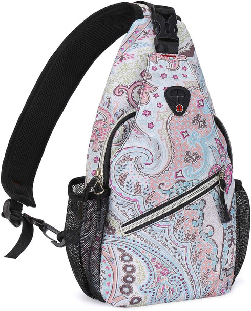 MOSISO Mini Sling Backpack,Small Hiking Daypack Pattern Travel Outdoor Sports Bag, National Style