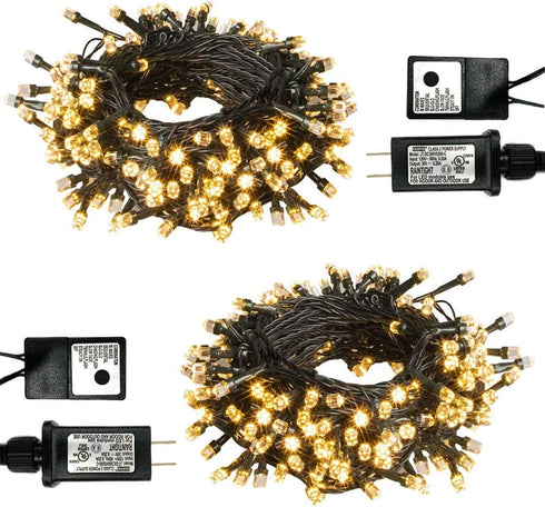Outdoor String Lights 82 FT 200 LED 2 Pack UL Safe Certified Weatherproof 9 Modes Fairy Twinkle Lights for Indoor/Outdoor Backyard,Party,Garden,Patio,Wedding,Holiday Decor (Warm White)