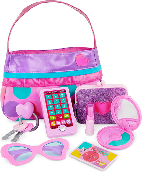 Play Circle by Battat – Princess Purse Style Set – Pretend Play Multicolor Handbag and Fashion Accessories – Toy Makeup, Keys, Lipstick, Credit Card, Phone, and More for Kids Ages 3 and Up (8 pieces)