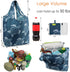 BeeGreen Reusable Grocery Shopping Bags Tote Bag Shopping Bags with Pouch XLarge 50LBS Waterproof Nylon Machine Washable Durable Eco-Friendly 6 Pack Cute Sea Turtles Pattern