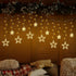 Koicaxy Curtain Lights, 138 Led 12 Stars Curtain Lights Drop Fairy String Lights Waterproof for Outdoor Use 8 Lighting Modes Timing for Ramadan Party Bedroom Wedding Window Christmas