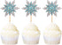 Ercadio 24 Pack Snowflake Cupcake Toppers Double Layers Silver and Blue Winter Theme Cupcake Picks Baby Shower Kids Birthday Party Christmas Cake Decorations Supplies