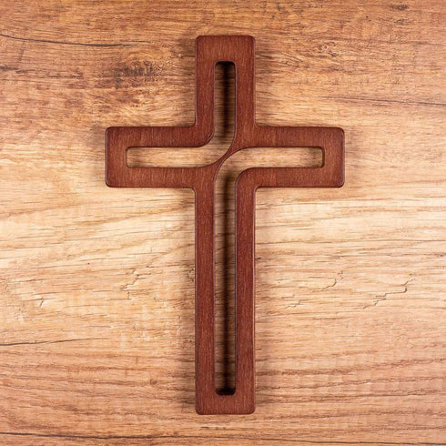 4Soul Wall Cross | Wooden Cross For Wall | Home wall decor | Decorative Hanging Cross 10 Inch (Brown)