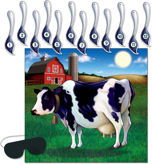 Beistle Pin the Tail on the Cow Game | 14-Pcs Game | 1-Pack