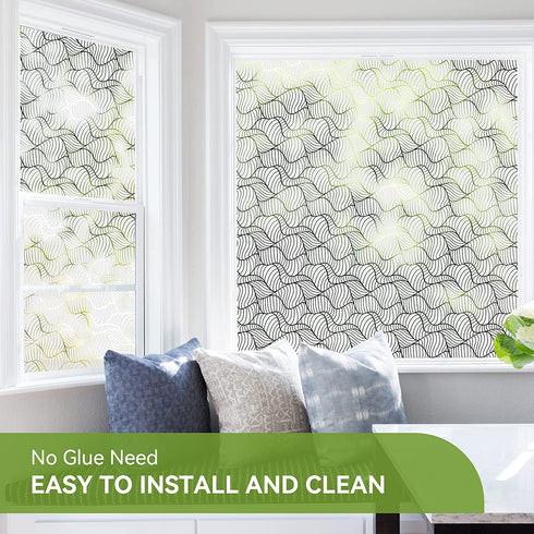 Beautysaid Window Film Privacy: Frosted Glass Window Film Non-Adhesive Self, No Glue Static Cling Film, Anti-UV Decorative Window Film for Living Room Bathroom Kitchen 35.4x78.7inch