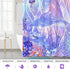 Mermaid Shower Curtain, Kids Shower Curtain for Bathroom, Colorful Ocean Beach Shower Curtain for Girls, Purple Shower Curtain with 12 Hooks, Waterproof Bathroom Shower Curtains