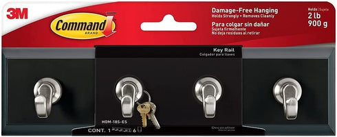 Command Key Rail, Slate, 1-Rail, 6-Strips, Organize Damage-Free