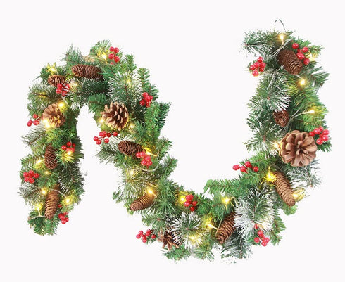TOY MANIAC Christmas Garland 5.9 Feet Artificial Pine Garland Frosted Berry Pinecone Artificial Garland for Christmas Party Home Decoration