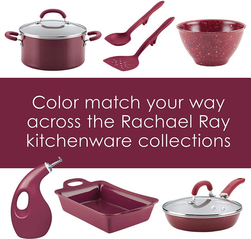 Rachael Ray Tools and Gadgets Flexi Turner and Scraping Spoon Set / Cooking Utensils - 2 Piece, Burgundy Red