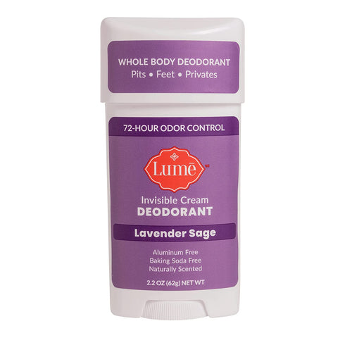 Lume Deodorant Cream Stick - Underarms and Private Parts - Aluminum-Free, Baking Soda-Free, Hypoallergenic, and Safe For Sensitive Skin - 2.2 Ounce (Lavender Sage)