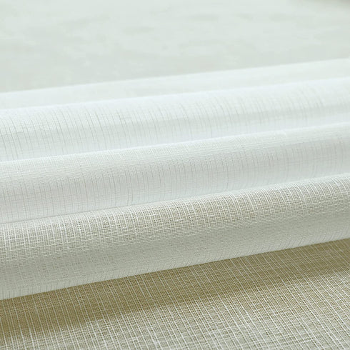 Ivory Sheer Curtains for Living Room 84 Inches Long 2 Panel Set Grommet Draperies Linen Textured Semi Gauze Contemporary Curtains for Bedroom Closet Door European Minimalist