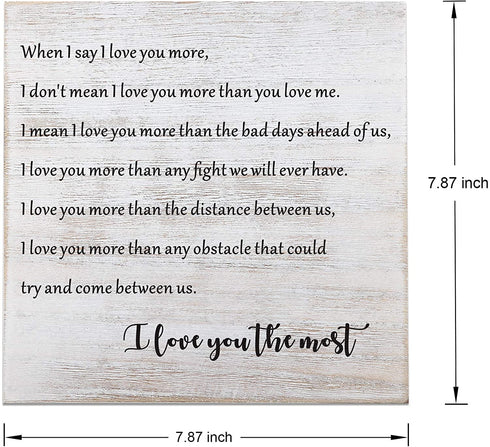 FACEINSE I Love You More The Most Vintage Wood Sign, Unique Gift for Wedding, Anniversary, Husband, Wife, Boyfriend, Girlfriend,White