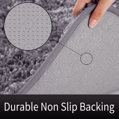 Yimobra Luxury Chenille Bath Rug, Extra Soft and Absorbent Shaggy Bathroom Mat, Machine Washable, Non-Slip Plush Rugs Carpet for Tub, Shower, and Bath Room, 31.5 x 19.8 Inches,Lavender Gray