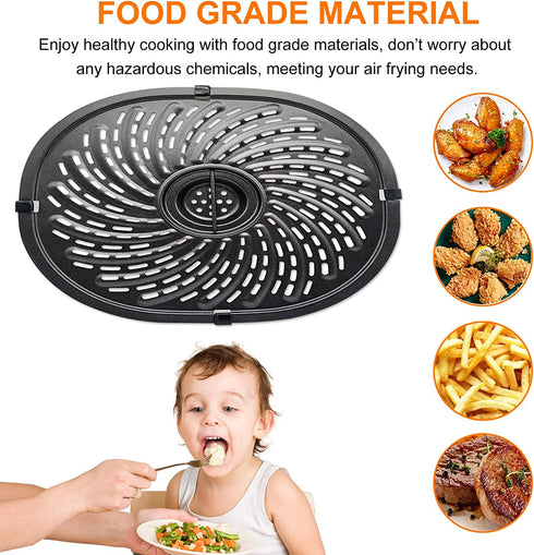 Air Fryer Grill Pan For 7QT Power XL Gowise Air Fryers, Premium Nonstick Coating Crisper Plate, Air Fryer Replacement Parts Tray, Air Fryer Racks with Rubber Feet, Dishwasher Safe