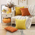 Woaboy Decorative Stripe Velvet Pillow Covers Soft Cushion Covers Solid Square Pillowcases Comfortable for Couch Bed Sofa Living Room Office 2 Pieces 20x20inch 50x50cm Orange