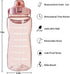 EYQ Half Gallon/64 oz Water Bottle with Time Marker, Carry Strap and Motivational Quote, Leak-Proof Tritan BPA-Free, Ensure You Drink Enough Water for Fitness, Gym, Camp, Sports (Clear Rose pink)
