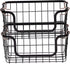 Amazon Basics Stackable Metal Wire Storage Basket Set for Kitchen or Bathroom - Black/Rose Gold
