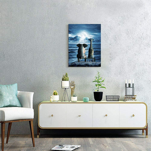 Canvas Wall Art For Bedroom Wall Decor For Living Room Modern Family Bathroom Canvas Art Animal Elephant Abstract Pictures Blue Ocean Wall Artwork Office Wall Painting Ready To Hang Home Decorations