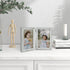 Afuly Rustic Double Picture Frame 4x6 Dual Grey Photo Frames Wooden Hinged Folding Vertical 2 Openings Unique Wedding Gifts