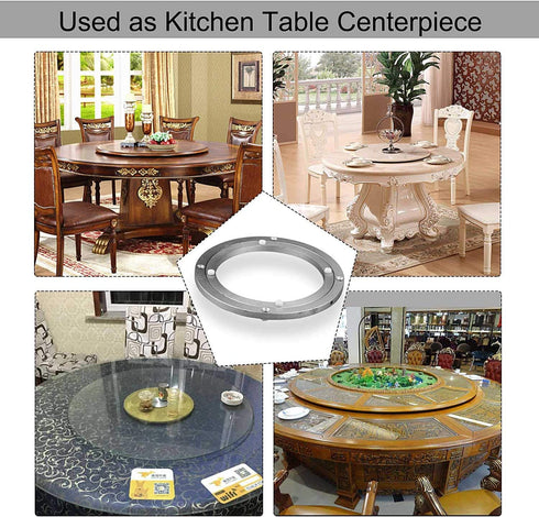 10 Inch Lazy Susan Turntable, A+Selected Heavy Duty Aluminium Lazy Susan Hardware, Sliver Rotating Turntable Bearing Table Base, Round Swivel Plate for Glass, Granite or Wood Kitchen Ding Table