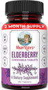 Elderberry + Vitamin C Chewable Tablets by MaryRuth's | Up to 3 Month Supply | Black Elderberry for Immune Support | Sambucus Black Elderberry for Overall Health | Gluten Free | Non-GMO | 90 Servings