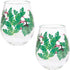 X&O Paper Goods QWG2-20874 X&O Paper Goods Tropical Toucan Acrylic Stemless Wine Glass Set, 2pc, 12 oz,